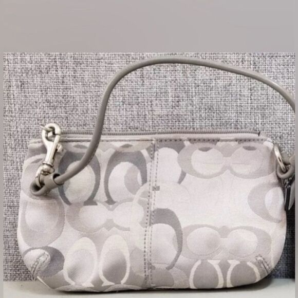 Coach Gray / Silver Canvas Monogram Clutch - Picture 2 of 7